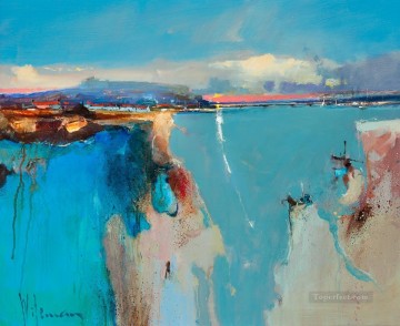 風景 Painting - ブルーラグーンの抽象的な海の風景